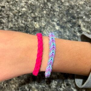 Pink and Multicolor Braided Bracelets